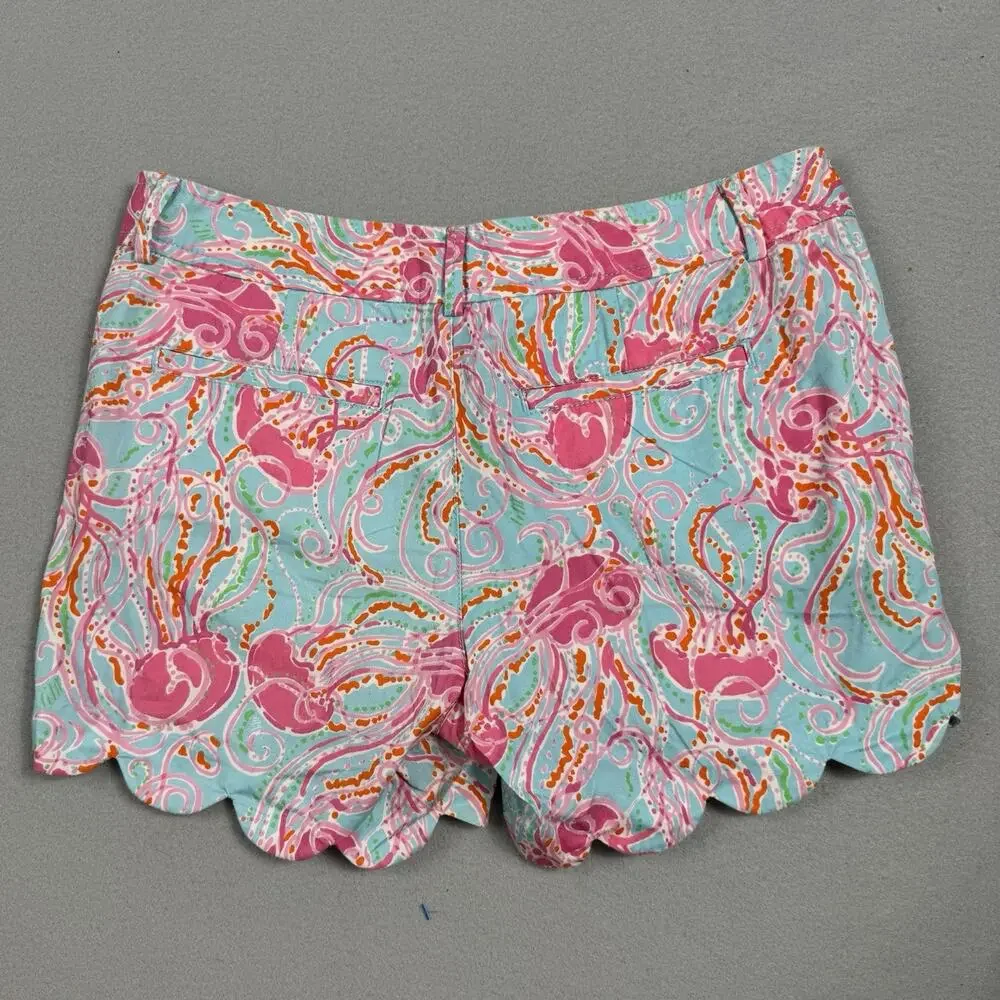 Lilly Pulitzer Buttercup Scallop Hem Shorts Size 6 Blue Pink Jelly’s Be Jammin - Picture 10 of 15